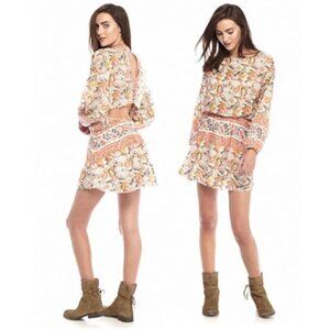 New! Free People Cut Away Silver Sun Print Dress nwot 17409